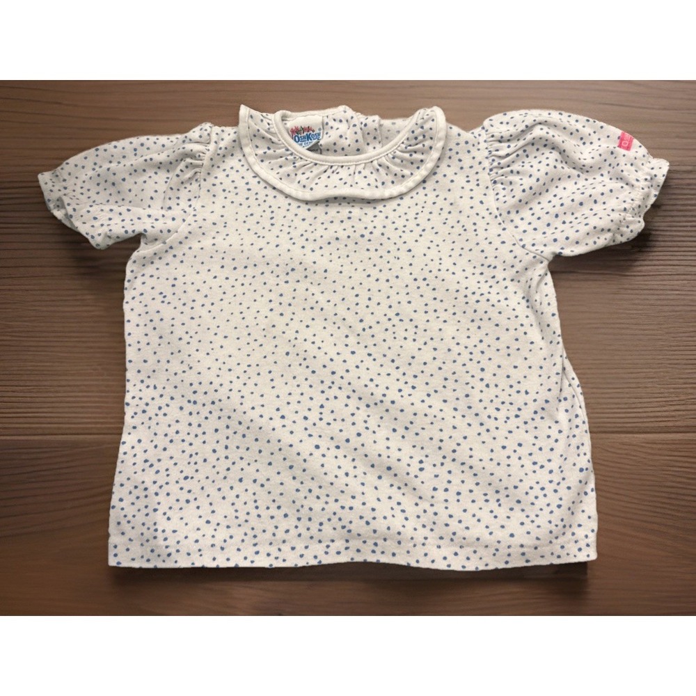 Vintage Oshkosh B Gosh The Genuine Article Baby Shirt Blue Polka Dots 5 Collar